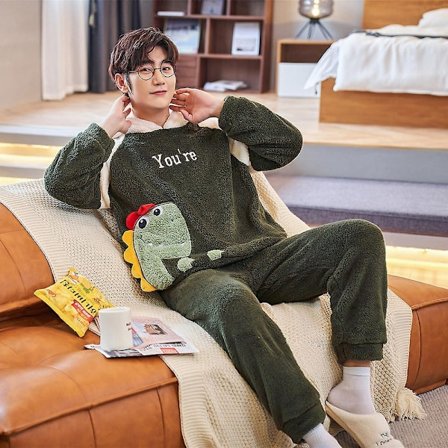 2023 Ekstra Store Vinter Mænds Pyjamas Tegneserie Familie, Kan Gå Ud