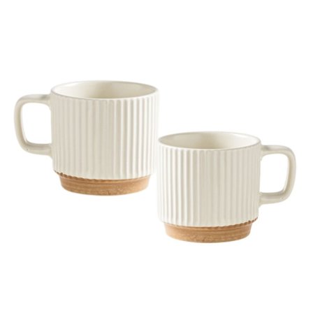 Espressokoppar i keramik, stapelbara kaffekoppar, lämpliga för espresso, cappuccino, latte och kaffe, set om två, beige.