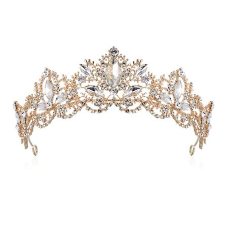 Prinsesse krystall dronning krone (gull), rhinestone prinsesse hår ornament dame pannebånd jente fest favoriser rolle lek bursdag bryllup gave