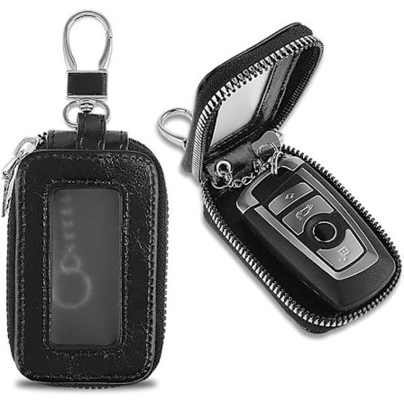 Bilnøglebeskytter Bilnøgleholder Universal Premium Nøgleholder Nøglering med Lynlås Lukning Nøglepung Læder Bilnøglebeskytter med Metal Hæk