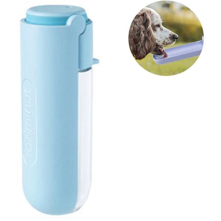 Bærbar vannflaske for hund, vannflasker for hund til tur, sammenleggbar hundeflaske for reise/fotturer, sølefri vannskål for hundereiser med lang 