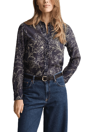 GANT Regular fit Blommig blus i bomull och silke Skjortor Dam Blå 42