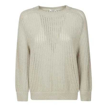 Peserico, Round-neck Knitwear Beige, Dames, Maat:S