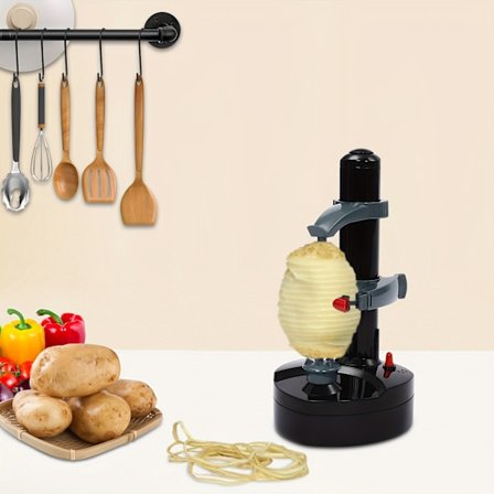 Elektrisk frukt- og grønnsaksskreller - Skrell grønnsaker enkelt - Kompakt plastdesign