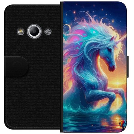 Kompatibelt Lommeboketui til Samsung Galaxy Xcover 3 Fargesprakende enhjørning i vann med regnbuefarger, glødende lys, magisk fantasyatmosfære og d