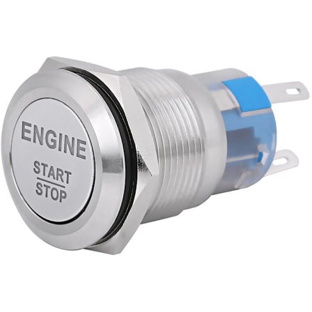 12V vit LED bilmotor start stopp tryckknappsbrytare silver rostfritt stål