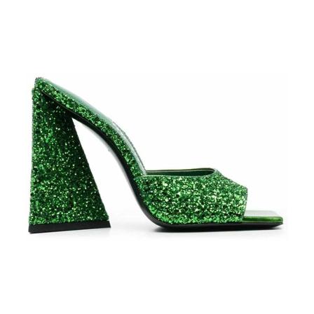 The Attico, 105 mm glitter luz sandals Zielony, Kobieta, Rozmiar: 37 EU