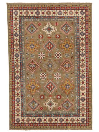 Kazak Fine Matta Orientalisk Brun/Mörkröd (Ull, Afghanistan)