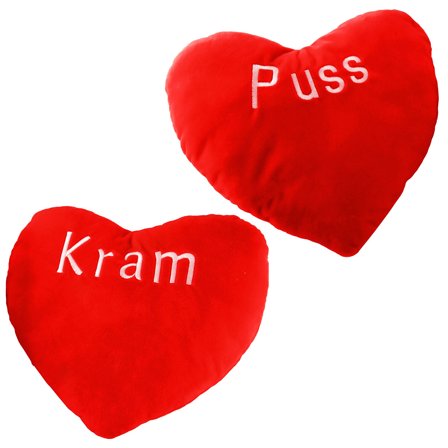 Punainen Sydäntyyny Tekstillä 29 cm