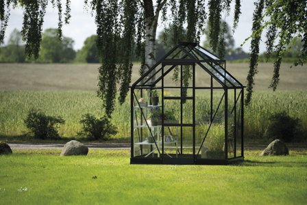 Halls ICON 6 + HR01001 Växthus med fundament, 2,5 m², svart, Växthus & orangerier