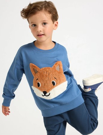 Lindex Sweatshirt Med Applikation - Blue - 116