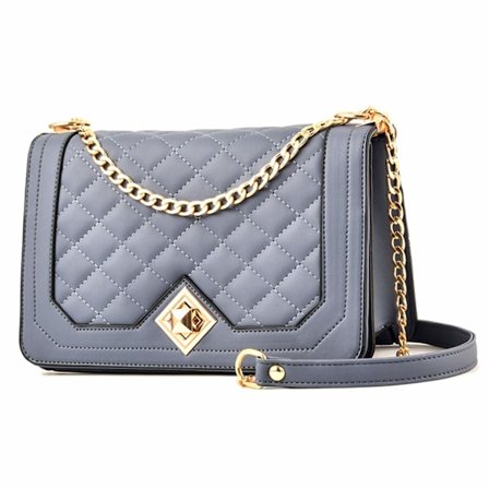 Skuldervesker for kvinner PU Lær Vatterte Håndvesker med Gull Kjedestropp Mote Søt Skulderveske Telefonveske Blå