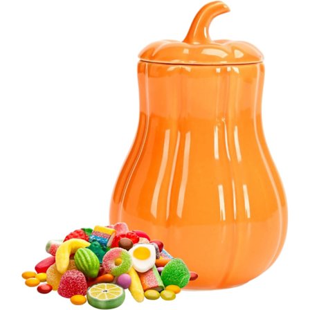 Halloween dekorationer - pumpakrukor, höstgodisbehållare med lock (för Halloween godis), lufttäta förvaringsburkar i keramik med pumpa