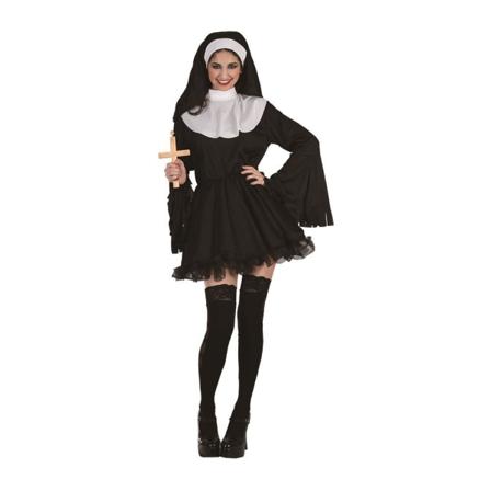 Kort Klänning Nunna Maskeraddräkt Black S/m