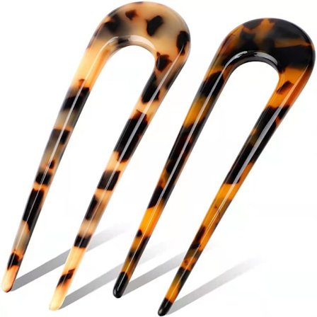 2 stk. Skildpadde Hårspænde Celluloseacetat Hårgaffel U-formet Hår
