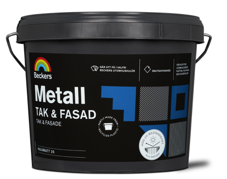 Beckers Täckfärg, Metall Tak&Fasad halvmatt, 3L, Valfri kulör, Färg & tapeter