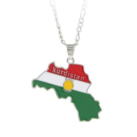 Unisex Kurdistan Kort Flag Vedhæng Halskæde Til Kvinder Mænd Choker Nøglering Gave
