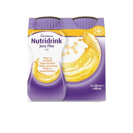 Nutridrink Jucy Plus næringsdrikk mango-ananas 4x200 ml
