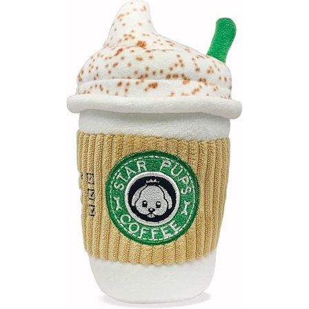 Kaffehundeleke Pup'kin Spice Latte - Høst Hundeleke Morsomme Hundeleker - Plysj Pipende Ferie Hundeleker for Medium, Små og Store - Søte Hundegaver 