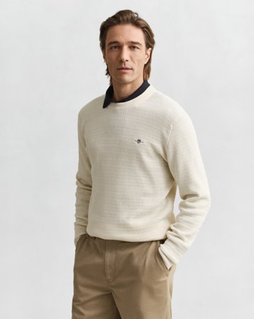 GANT Herren Rundhalspullover mit Mini-Zopfmuster (4XL)