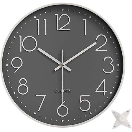 Stille Væg Ur 12 Tommer Køkken Ur Quartz Batteridrevet Rundt Moderne Hjemmeindretning Ur til Kontor Klasseværelse Stue Soveværelser