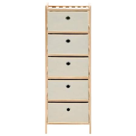 Vidaxl Förvaringshylla Med 5 Tygkorgar Cedarträ Beige Beige