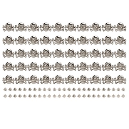 50 Set Gotisk Stil Dödskalle Nitar Trendiga DIY Nagelaccessoarer för Tillverkning av Skor Bälten Silver