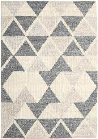 250X350 Checkered Large Trixon Rug - Cream White/Grey Wool