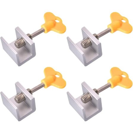 Vindue låse, 4 pakke aluminium skyde vindue låse, justerbar ramme sikkerhedslås til skydedør med nøgler(B)