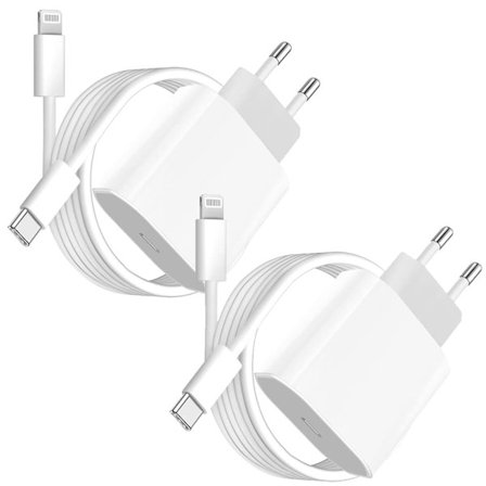 1/2-Pakke Lader for iPhone Adapter+Kabel 20W USB-C Hurtiglader_TF_TF
