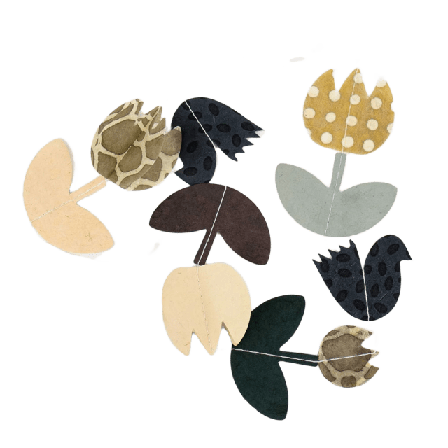 A World of Craft TULIPA WITH BLACK BIRDS Mobil Babyleksaker Svart 18x17x0,5 cm