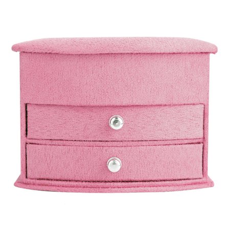 3-lags bærbar smykkeskrin for øredobber, ringer, armbånd og halskjeder - rosa