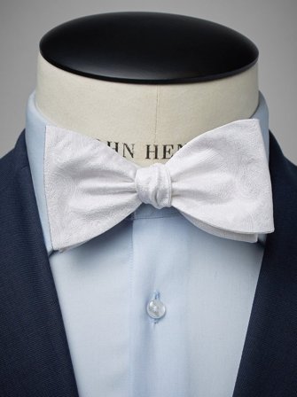 John Henric Men's White Bow Tie Formal Size Self-tied