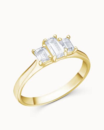 Three-stone Rings Esmeralda 18K Yellow Gold - Engagement Rings & Wedding Rings from Vanbruun