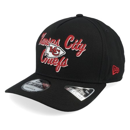 New Era - NFL Schwarz Adjustable Cap - Kansas City Chiefs 9FIFTY Chainstitch Black A-Frame Adjustable @ Hatstore
