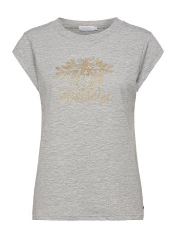 T-Shirt With Glitter Print Grey Coster Copenhagen