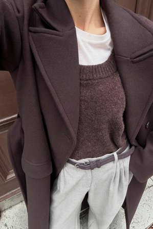 NA-KD Pull en maille de laine à encolure ronde - Pulls en maille - Brun - XL (EU 46)