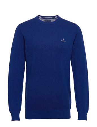 Cotton Pique C-Neck Neulepaita Pyöreä Kaula-aukko Sininen GANT