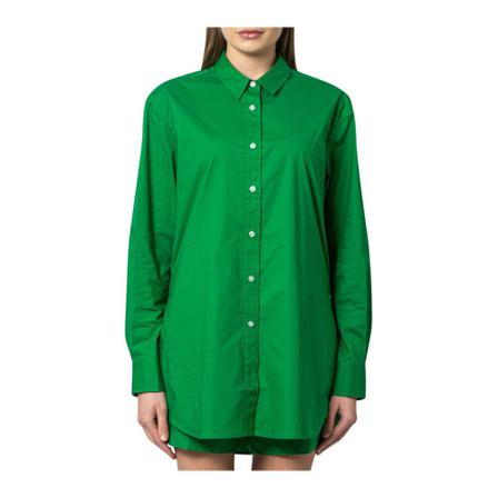 Designers Remix Over-fit cotton shirt Grøn, Dame Skjorter