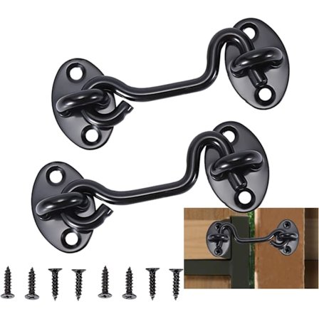 2-delt kabine krog dør lås krog, sort rustfrit stål dør krog