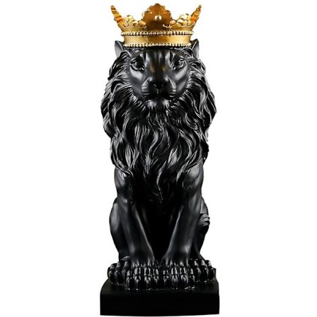 Abstrakti kruunu leijona patsas koti toimisto baari uros leijona usko hartsi veistos käsityöt eläintaide sisustus koristeet - Musta