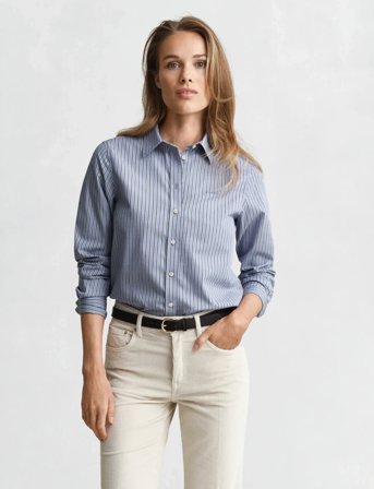 GANT Reg Classic Poplin Striped Shirt - Blue - 38