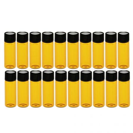 20-pack genomskinliga glasflaskor Dramflaskaflaskor med cap Svart Brun 3ml