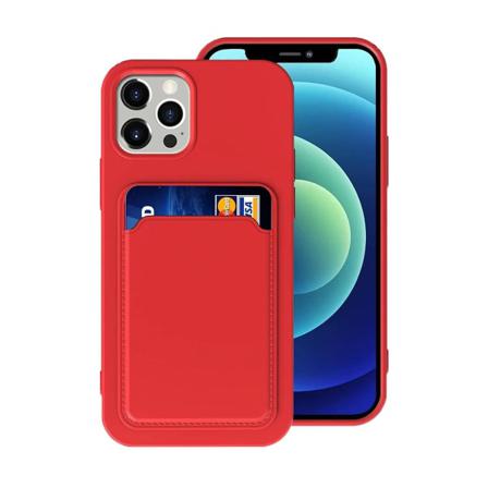 Iphone 12/12 Pro Silikonskal Med Korthållare - Röd Röd