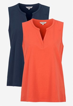 Cellbes of Sweden - Ärmlös topp i ekologisk bomull 2-pack - marin + korall - för damer - 42/44