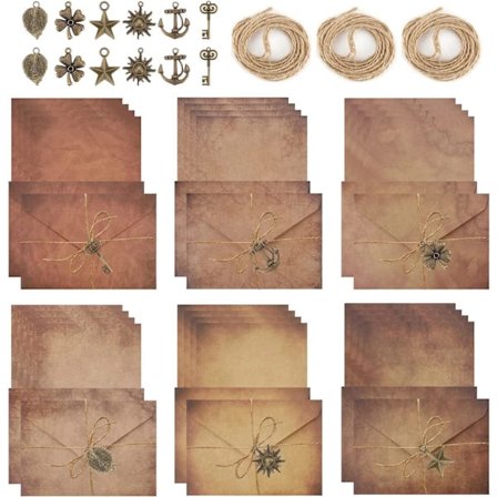 60 stk. Vintage Brevskrivningssæt Vintage Brevpapir Ældede Kuverter