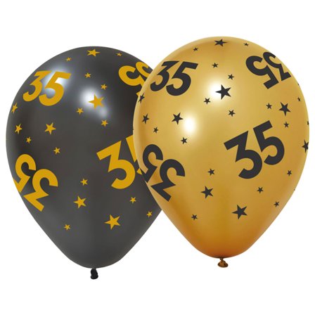 Latexballonger med Stjärnor & Siffran 35 6-pack