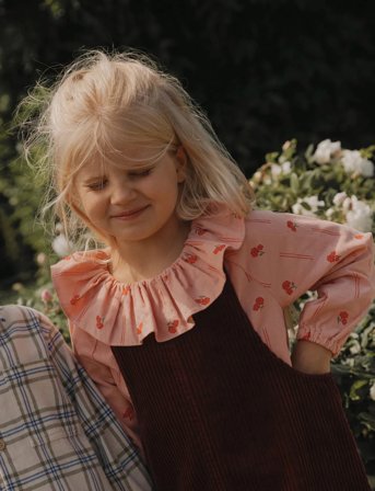 Garbo&Friends Micro Corduroy Long Sleeve Blouse - Pink - 122/128