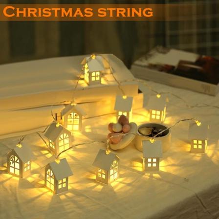 2m jule LED-lyssnor Husform Batteridrevet Festival Home Decoration Lamp Like the picture