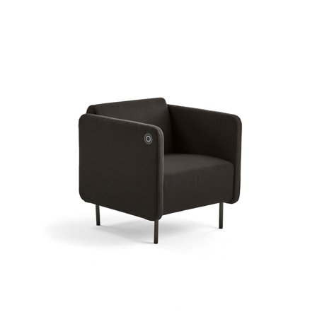 Armchair CLEAR with USB socket, fabric, brown